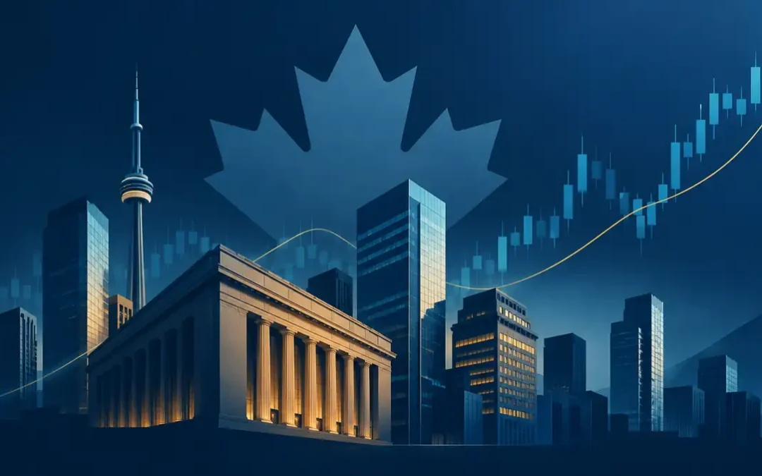 Canadian capital markets and Toronto financial district illustrating proposed reforms to Canada's junior public markets.